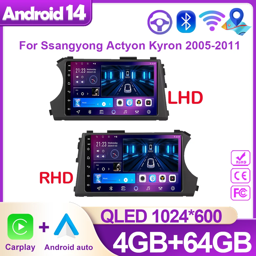 

Car Radio Android For SsangYong Kyron Actyon 2005 - 2013 GPS Navigation Stereo Auto Wifi Multimedia Player Bluetooth No 2din BT