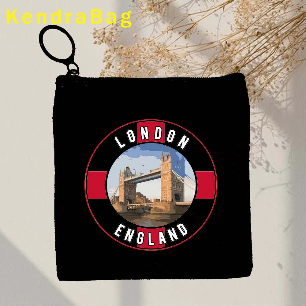 Britannique Londres Bus Big Ben Bridge Angleterre Feel Map Phone Booth Key Case, Coin Purse, Sacs en toile, Poudres, Coton Wallet, Zipper Gifts