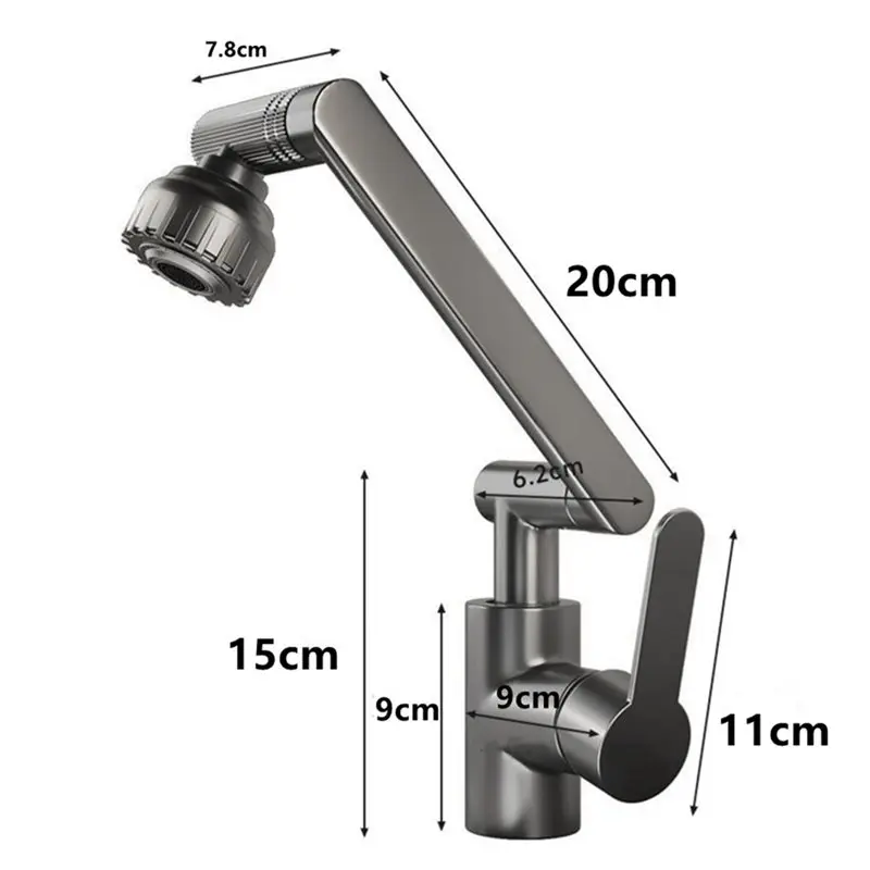 ABJN-Smart Faucet Basin 1080° Swivel Multifunction Splashproof Bathroom Sink Kitchen Countertop Hot& Cold Tap Accessory