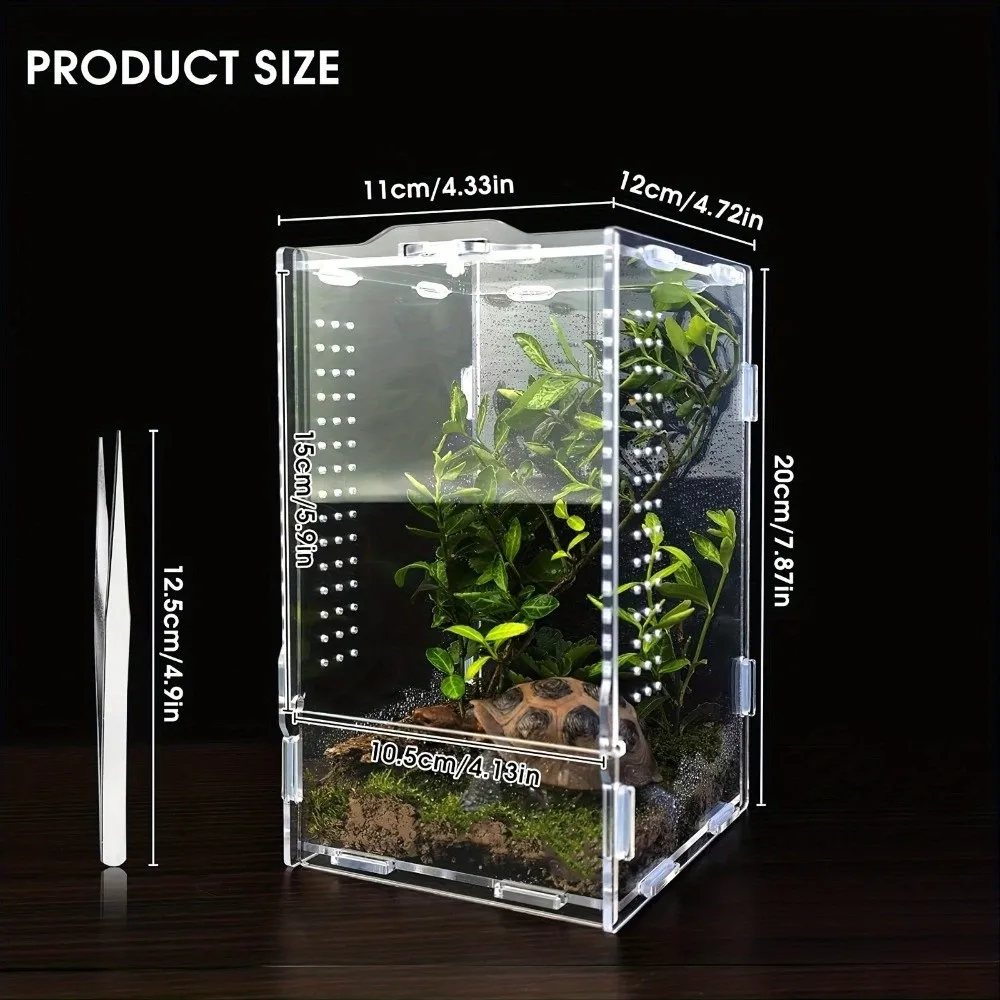 Acrylic Jumping Spider Enclosure Buckle Lock Escape Proof Reptile Feeding Tank Ventilated Transparent Reptile Habitat - view 6