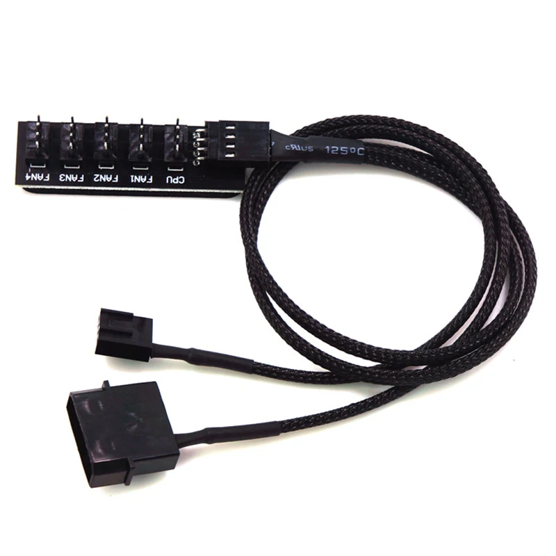 5-in-1 Cooling Fan Cable Splitter HUB PWM2510 Nylon Network 4PIN Independent Power Supply Fan Converter Computer Extend Adapter