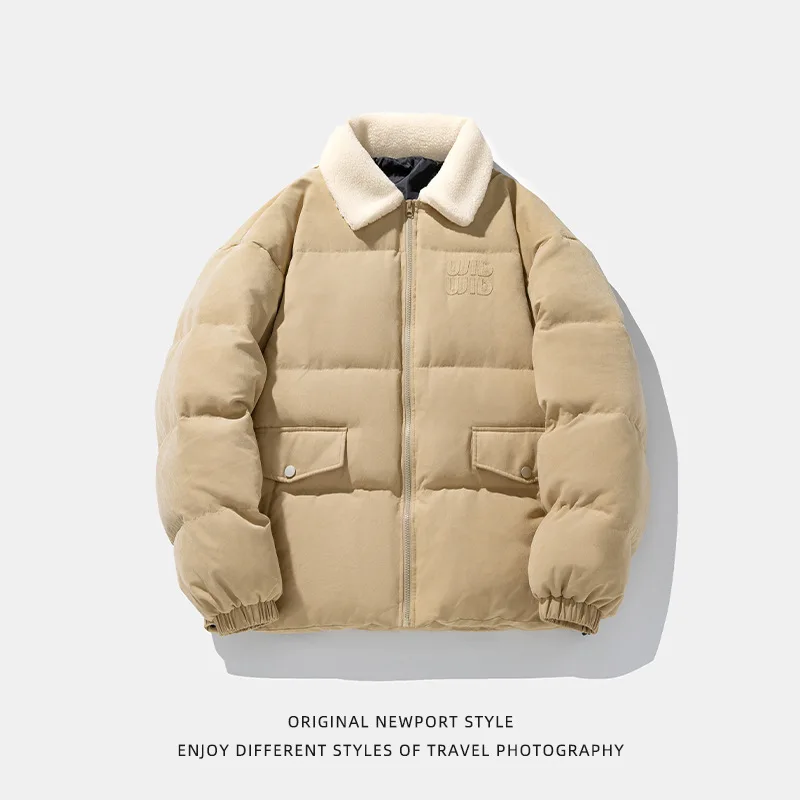 النمط الأمريكي ندفة الثلج نمط عمال الفراء طوق سترة قطن الشتاء تقليد شيرلينغ بدوره إلى أسفل طوق معطف سميك FKET #5