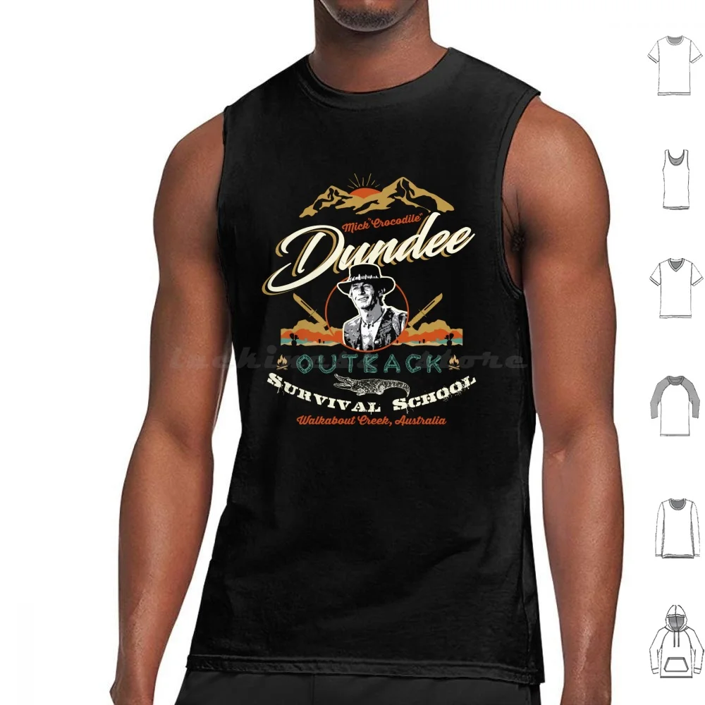 Crocodile Dundee Outback Survival School Tank Tops Vest Sleeveless 80s Movies Australia Mick Dundee Cult Classic Cult