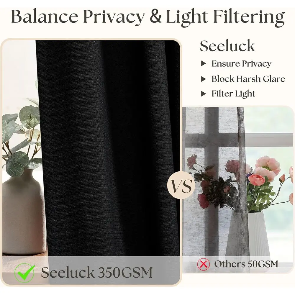 ผ้าม่านลินินจีบยาว 120 นิ้ว พร้อมห่วงจีบแบบ Pinch Pleat สำหรับห้องนั่งเล่นและห้องรับประทานอาหาร ป้องกันแสง ผ้าม่านสไตล์โบโฮแบบยาวพิเศษ