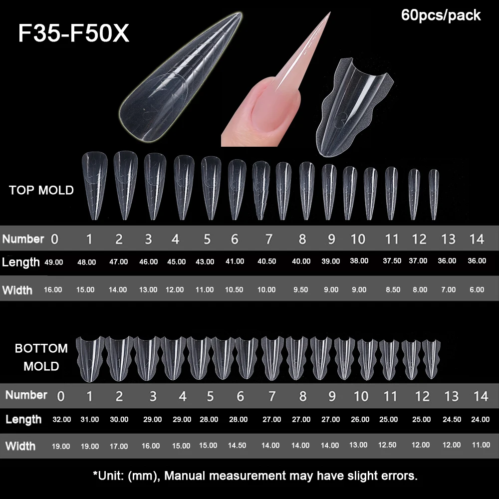 SWEET TREND-60 Stück Dual-Nagelformen in 15 Größen – Dual-Formen Oval/Lange Sargform Ober-/Unterseite Nagelformen Maniküre-Verlängerungswerkzeug – Detail 5