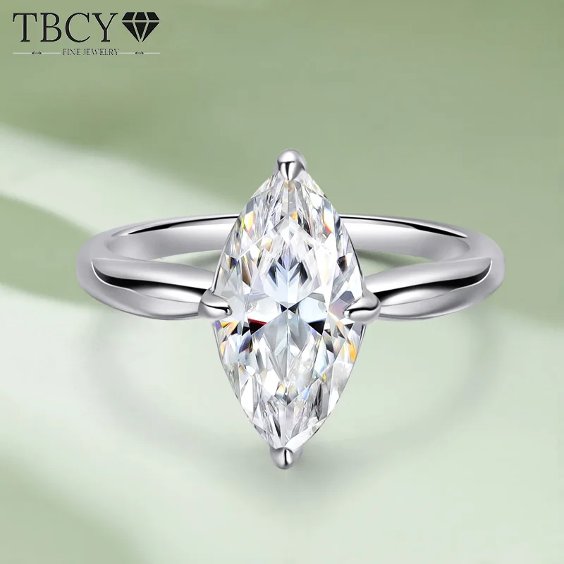 TBCYD 1-3 Carat Marquise Cut Moissanite 925 Sterling Silver White 18k Gold plated For Woman  Luxury Wedding Gift Fine Jewelry