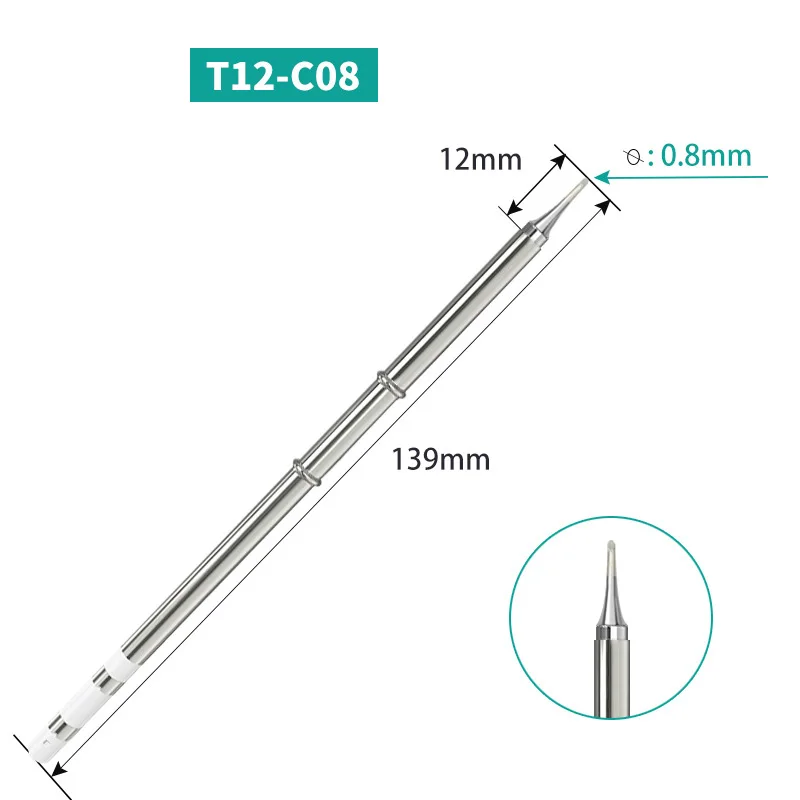 Puntas de soldador T12-C08 C1, C4, BC1, BC2, BCF1, BCF2, T12, para Hakko FX951, Kits de estación de soldadura DIY, herramientas de soldadura