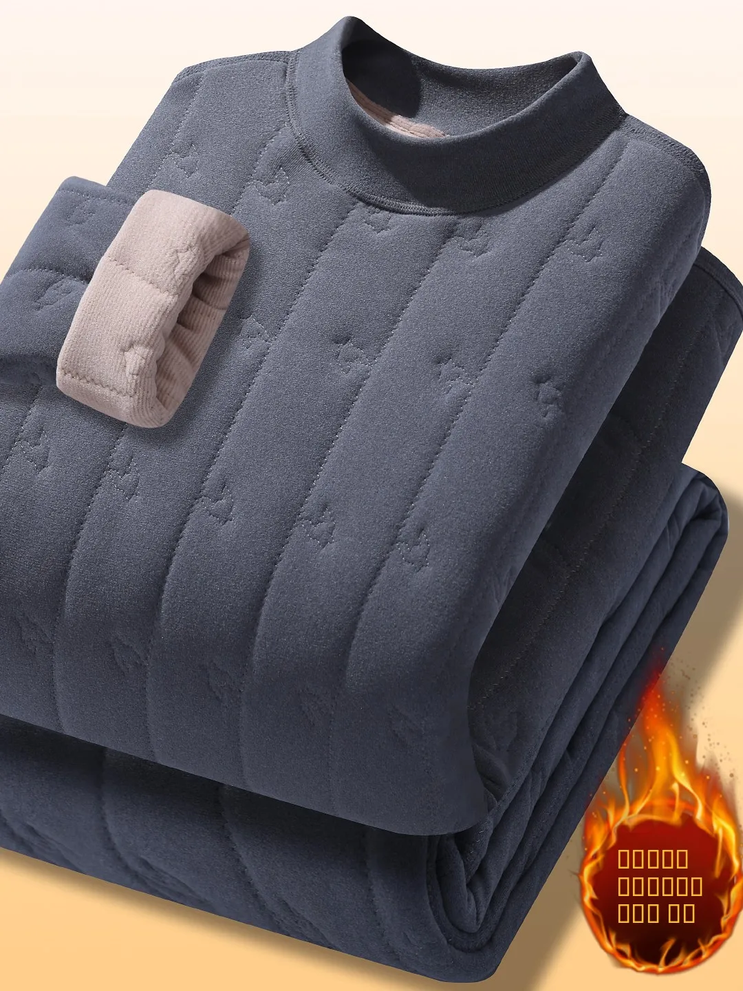 

Men's Thermal Underwear Set Fce Lined Thiened Stand Collar Anti-Cold Autumn Clothes Winter Sle Long Sve Long Pants
