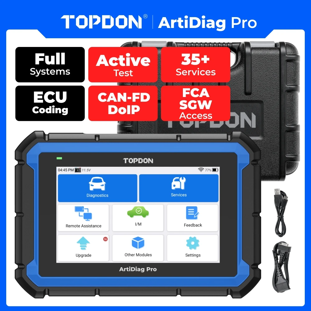 TOPDON ArtiDiag ProObd2 Scanner Car Engine Fault Code Ecu Online Coding Tools All System Car Diagnostic Tool Automotive Vehicle