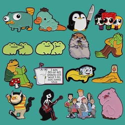 Funny Cartoon Hamster Enamel Pin Penguin Lapel Pins for Backpacks Frog Badges Platypus Brooch for Clothes Jewelry Gifts Friends