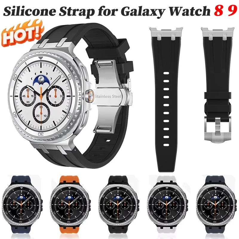 Sport-Silikonarmband für Samsung Galaxy Watch 8 Classic 46mm Armband Faltschließe Handgelenksband für Galaxy Watch 8 9 40mm 44mm Band