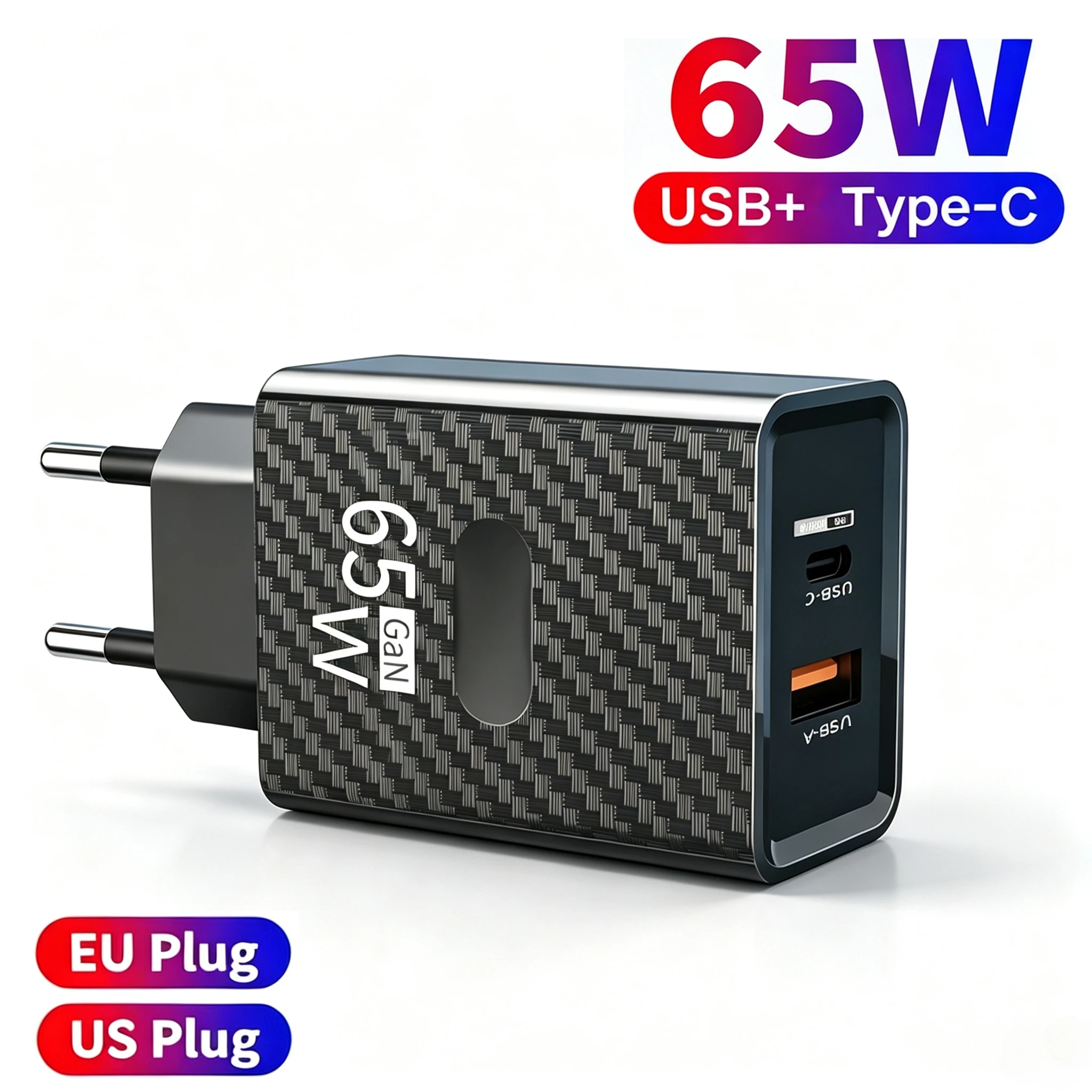 65W GaN Schnellladegerät USB Typ C Ladegerät EU US Stecker PD 3.0 Quick Charge Reise-Wandladegerät für Handyadapter für iPhone Samsung