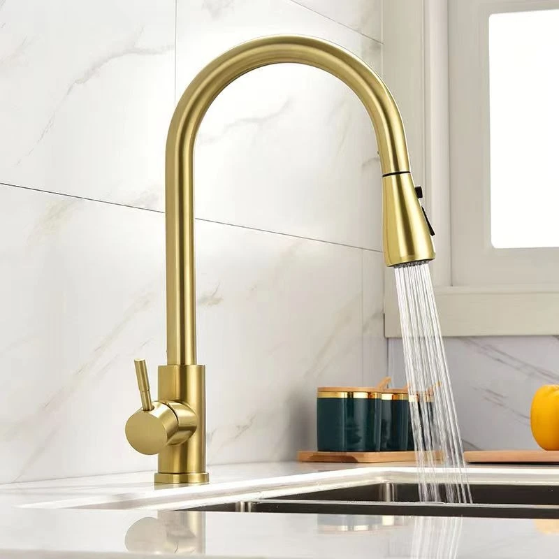 Bathroom Mixer Tap Pull Out Kitchen Faucets Stainless Steel Hot and Cold Water Tap Deck Mounted Single Handle Sprayer Faucet