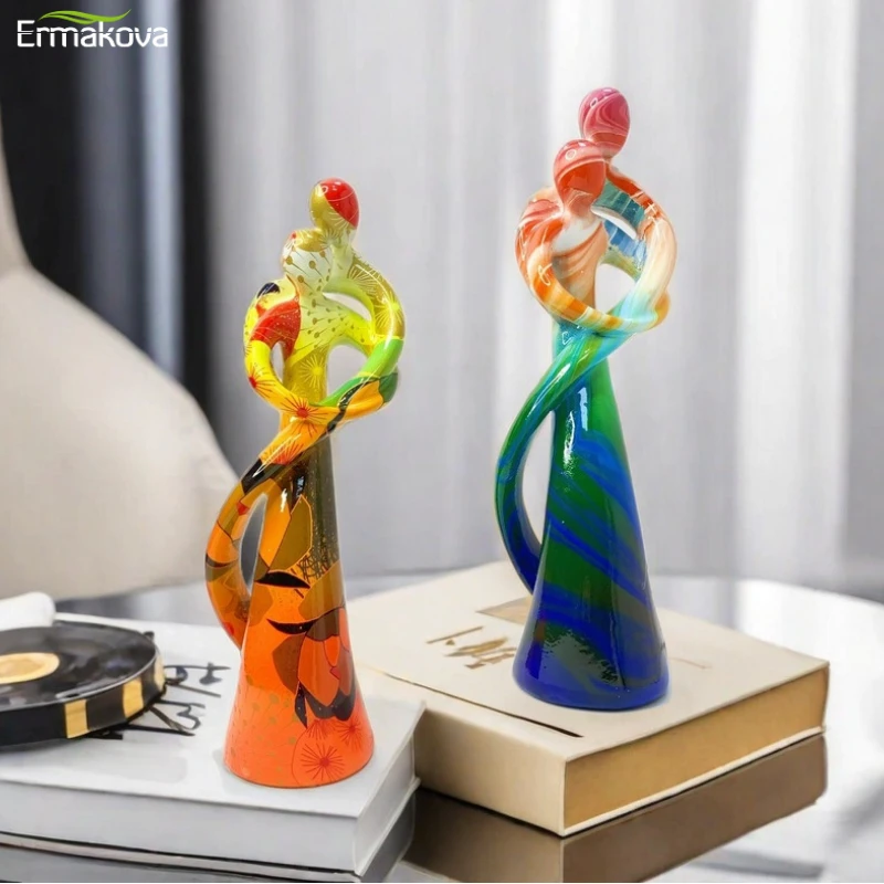 

ERMAKOVA Resin Hug Couple Statues Ornament Graffiti Lover Figurines for Interior Decor Accessories Valentine's Day Gifts