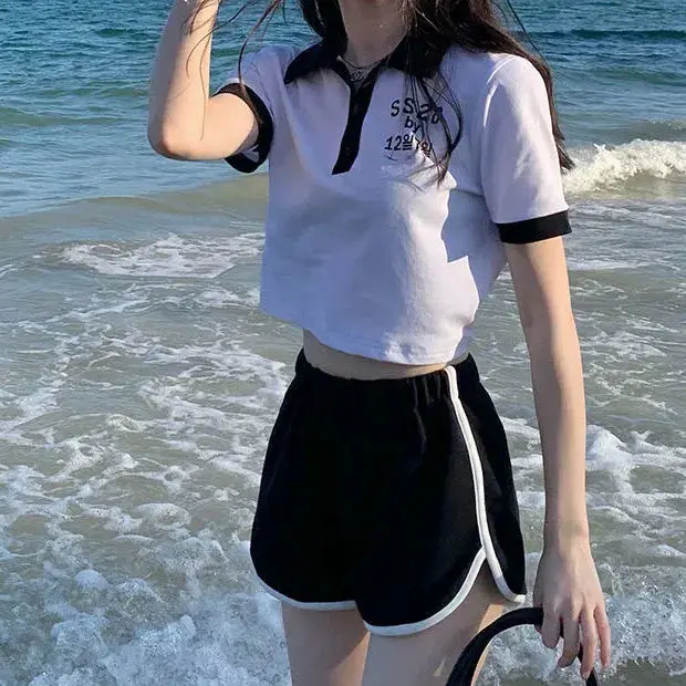 Pantalones cortos de verano para mujer, informales, sociales, de cintura alta, holgados, de algodón y lino, con cordón, bolsillo, dobladillo enrollado, minimalista, versátil y elegante