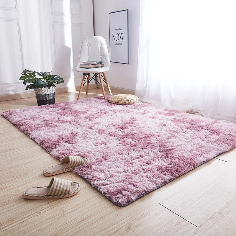 VIKAMA Tie-dyed Plush Carpet Living Room Rug Floor Mat Teenage Girl Bedroom Bedside Rug Large Area Plush Carpet Rug Home Decor