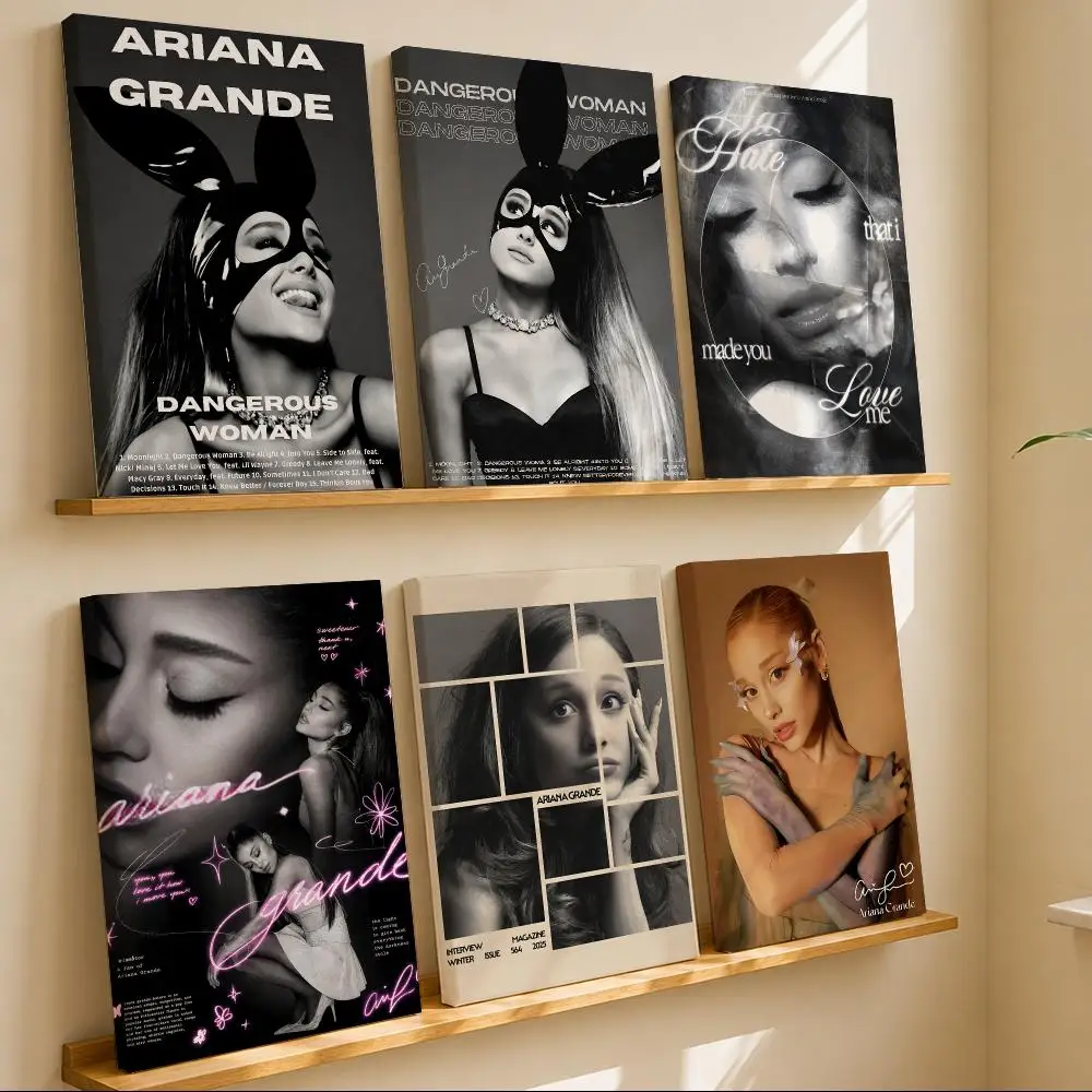 Pop Singer A-Ariana Grande Framed Wall Painting Canvas Art Poster with Solid Wood Frame for Living Room Home Decor