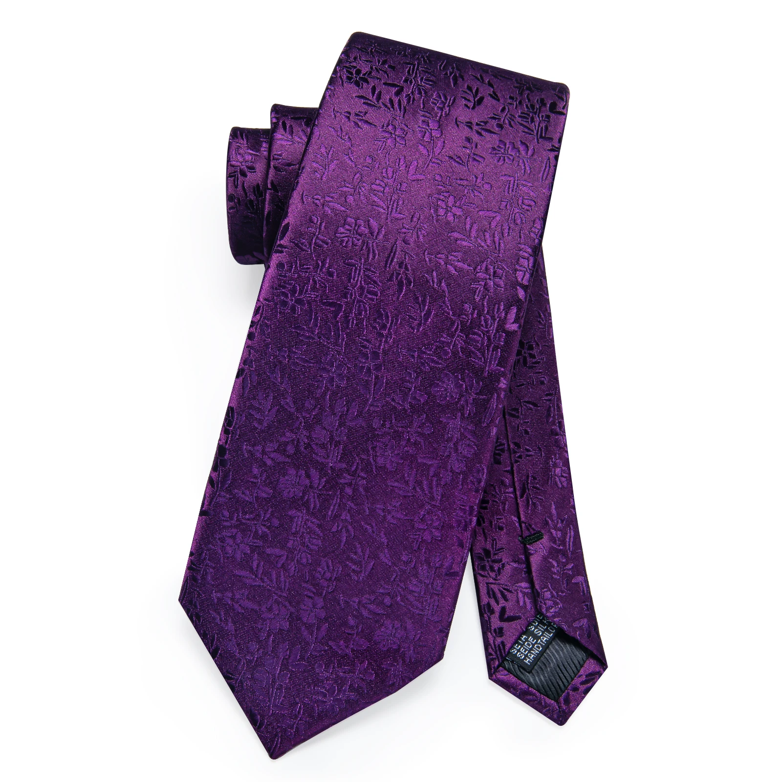 Purple Floral Silk Ties For Men Luxury Men\'s Neck Tie Set Wedding Accessories Handkerchief Cufflinks Mens Gift Box Set Wholesale