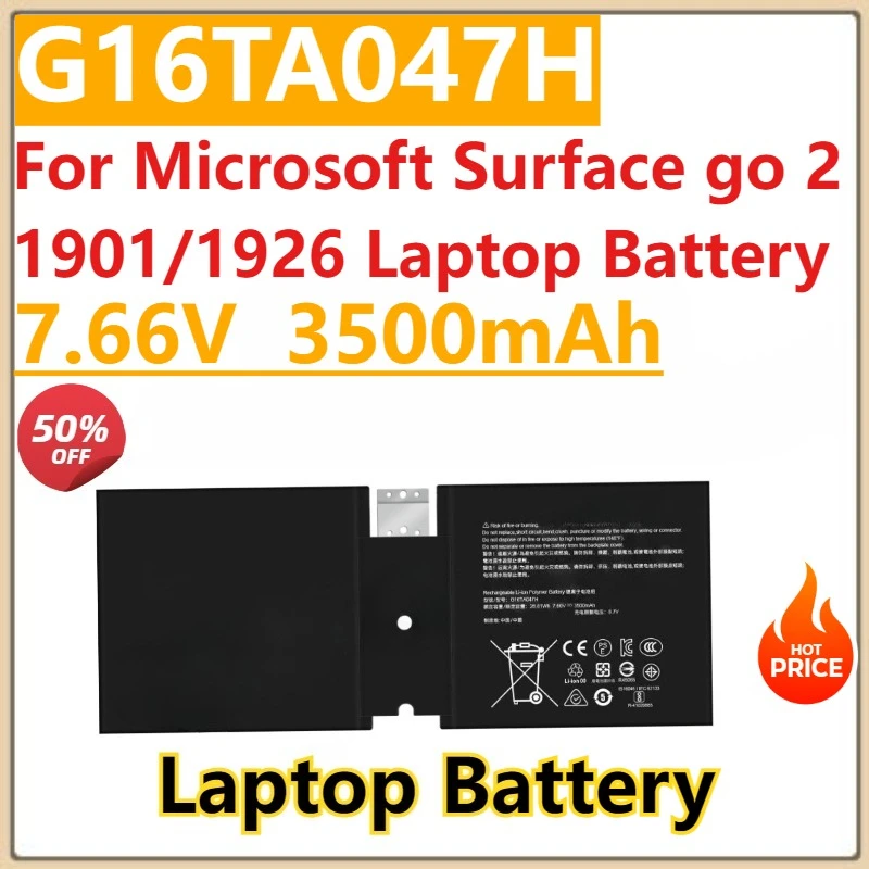 

NEW 7.66V 3500mAh Replacement Battery DYNU01 G16TA047H For Microsoft Surface go 2 1901/1926 Laptop Battery