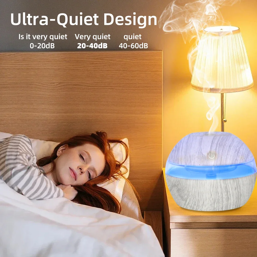 Umidificatore ad ultrasuoni da 300 ml con diffusore per aromaterapia, luci LED a 7 colori, controllo touch e alimentazione USB per casa/ufficio