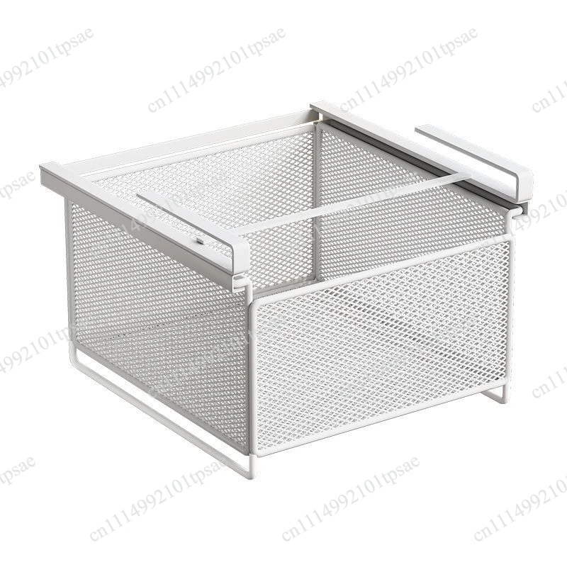 Pull-out Under Shelf Storage Basket Easy To Install No Drill Metal Mesh Hanging Storage Drawer for Office Desk Wardrobe Kitchen