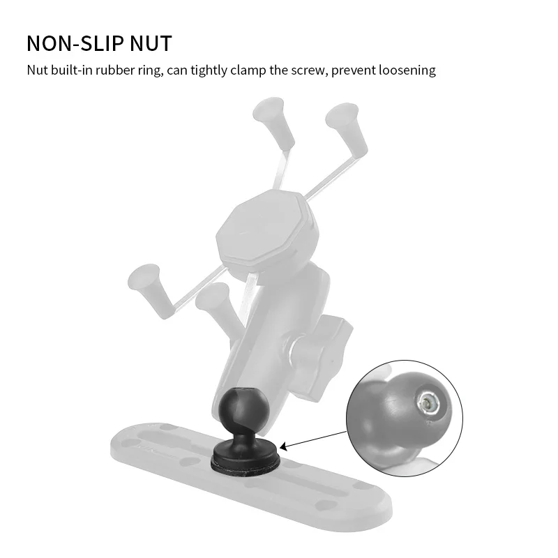 VINmounts rail adapter with 1-inch rubber ball and T-bolt connector, compatible with RAM 1-inch mounts, (VIN-B-011)