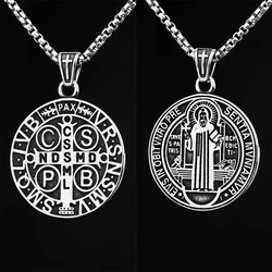 2024 New 316L Stainless Steel Saint Benedict Exorist Reversible Pattern Cross Pendant Necklace Man Women Faith Amulet Jewelry
