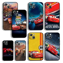 Cars Lightning McQueen For Apple iPhone 15 14 13 12 Mini 11 XS XR X 8 7 Pro Max Plus Soft Silicone Black Phone Case