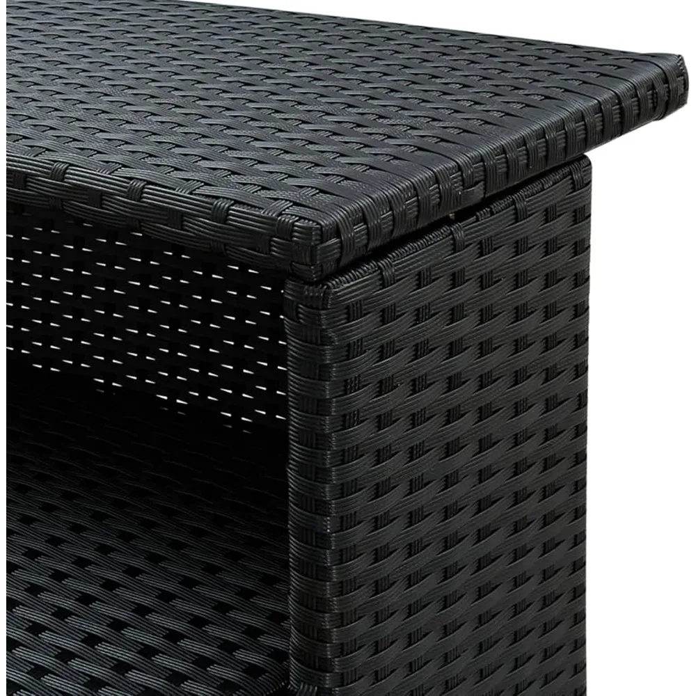 Mesa de jardim para bar de jardim, bancos de envasamento para exterior, banco de envasamento ao ar livre preto 120x55x110 cm vime poli