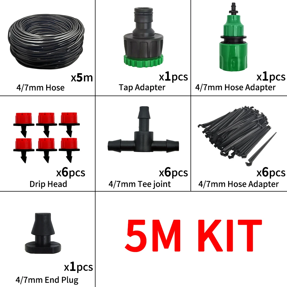 Micro Druppelirrigatiesysteem Draagbare 20M Automatische Watering met Verstelbare Druppelaars Verneveling Watering Kits Tuinslang
