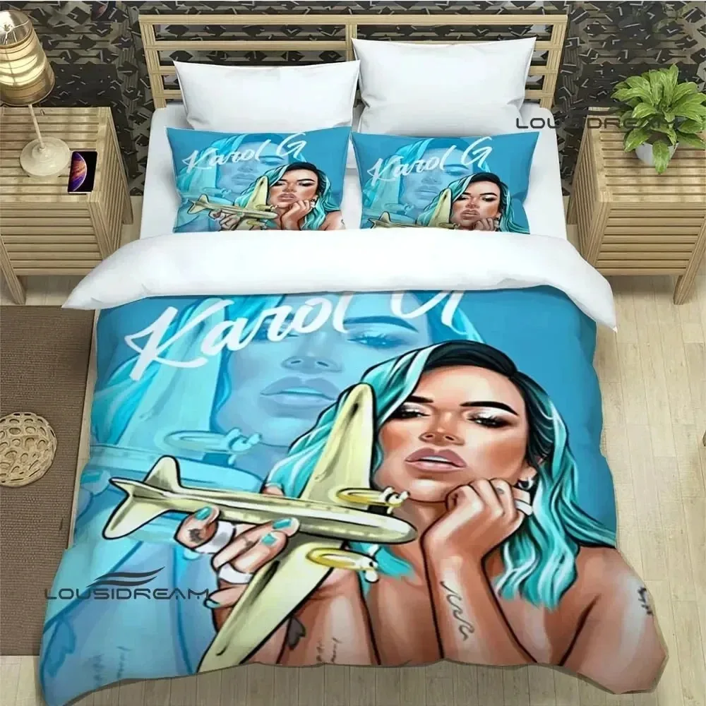 

3D Print Karol G Fashion Bedding Set Double Twin King Duvet Cover Comforter Pillowcase Boys Girls Adults Bedroom