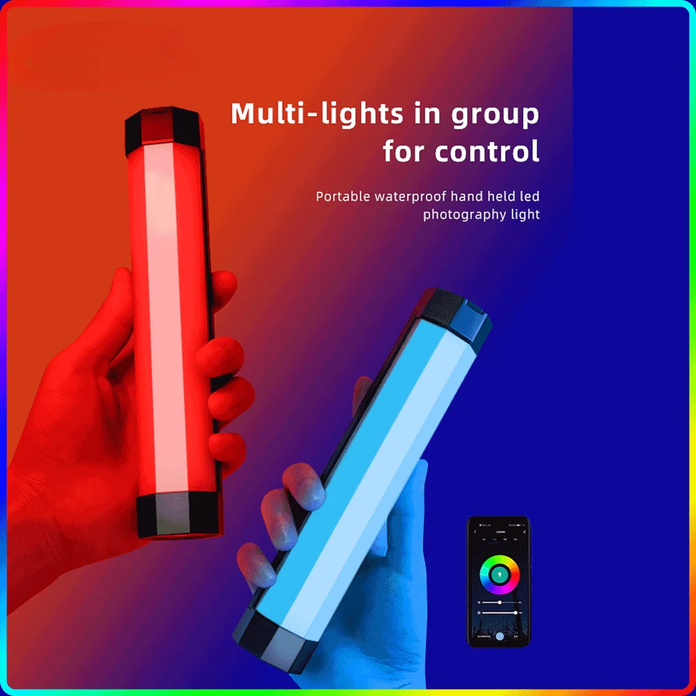 P200 IP67 Rainproof RGB Tube Built-in Battery & Magnet With APP Control LED Video Light For Studio Photo Product Lighting