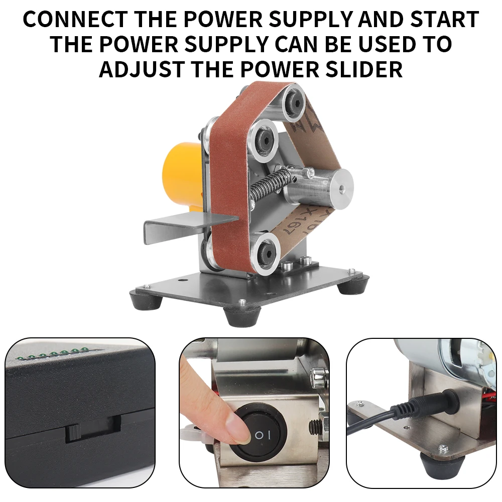 110V/220V Mini Electric Belt Sander DIY Polishing Grinding Machine Cutter Edges Sharpener Multifunctional Grinder Power Tool