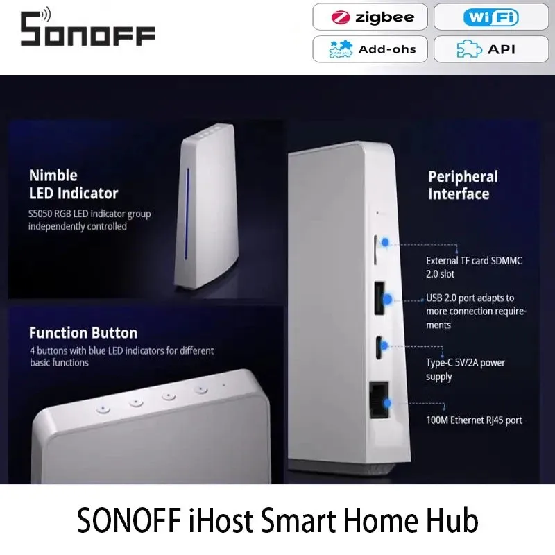 SONOFF IHost Smart Home Hub Wi-Fi Wireless Gateway Zigbee Standard Protocol Smart Scene Home Security Sensor Smart Home System