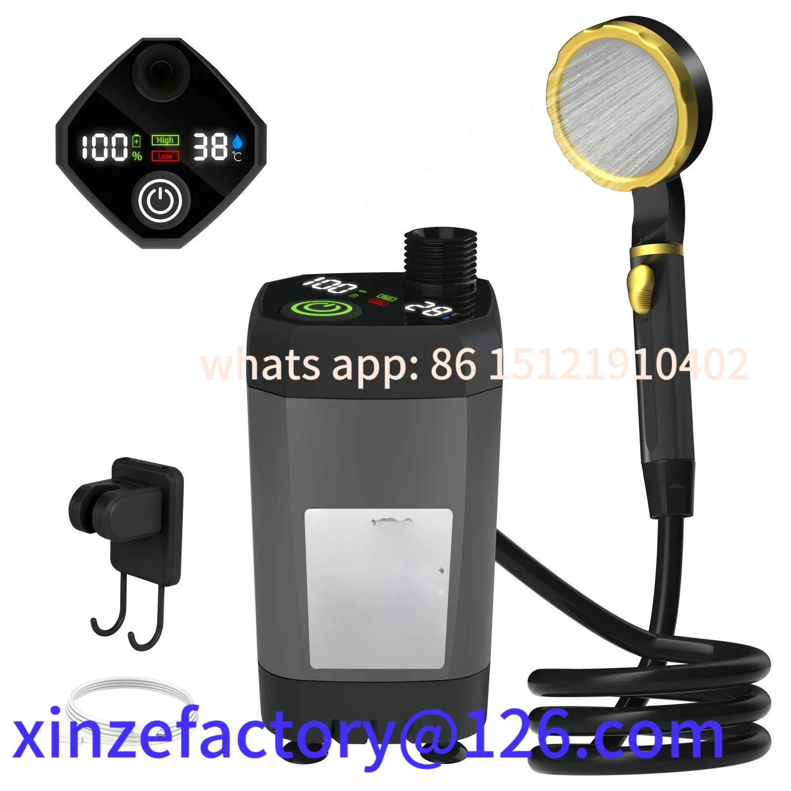 

Be suitable for Camping Shower Pump RV Outdoor Shower Kit Camp Shower w/Full Screen Intelligent