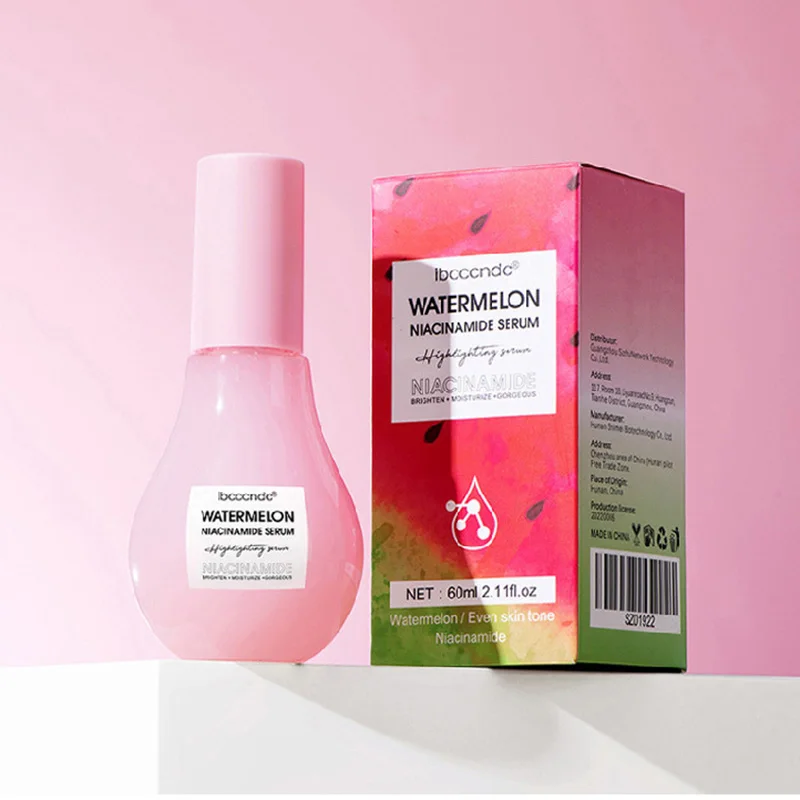 Watermelon Glow Niacinamide Facial Essence Hydrating Nourish Dew Drops Highlight Priming Liquid For Skincare 60ml Makeup Cream