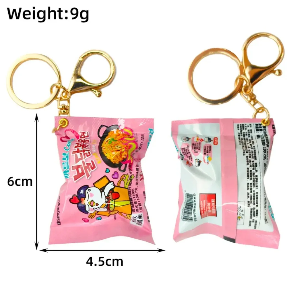 Korean Style Snack Keychain Resin Food Replica Keyring Cute Ramen Noodle Turkey Noodle Milk Bottle Chocolate Pendant for Bag