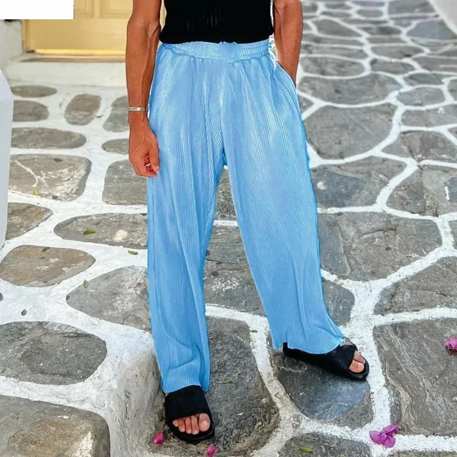 

Spring Autumn Fashion Oversized Casual Trousers New Men's Ribbed Straight Pants Men Trend Streetwear Vintage Solid Trousers