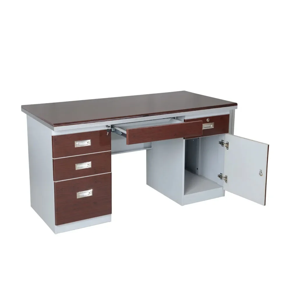 Steel Office Pedestals Computer Desks Metal Key Lock Office Furniture Work Writing Table Desk PC Cold Rolled Steel Modern