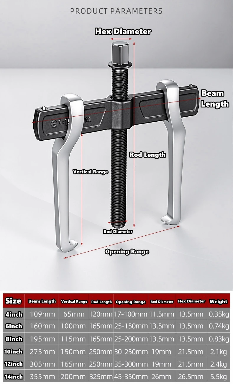 2-Jaw Gear Bearing Puller Remover, Adjustable Puller Tool ,Internal External for Removal of Pulleys Flywheels Bearings & Gears view 6