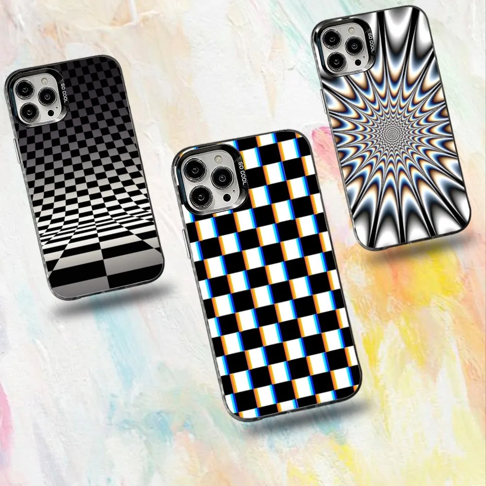 

Black And White Grid Phone Case For iPhone 16,15,14,13,12,11,Mini,Pro,SE,MAX White Matte Shockproof Cover