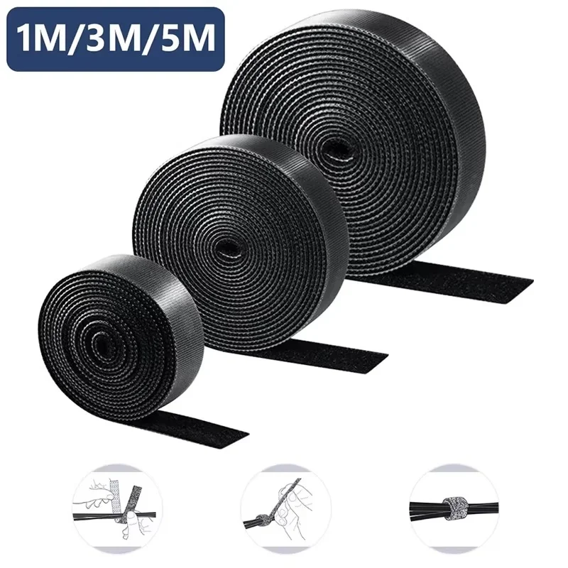 1-5M/Roll Fastening Tape Cable Organizer Cable Management Reusable Wire Winder Tape Earphone Mouse Cord Management Tie Protector