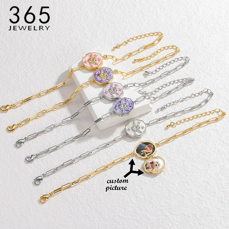 

365, коробка с 2 предметами на заказ, 3 цвета, браслеты с ангелами, персонализированная цепочка из нержавеющей стали для женщин и девочек, ювелирные изделия на годовщину, подарок