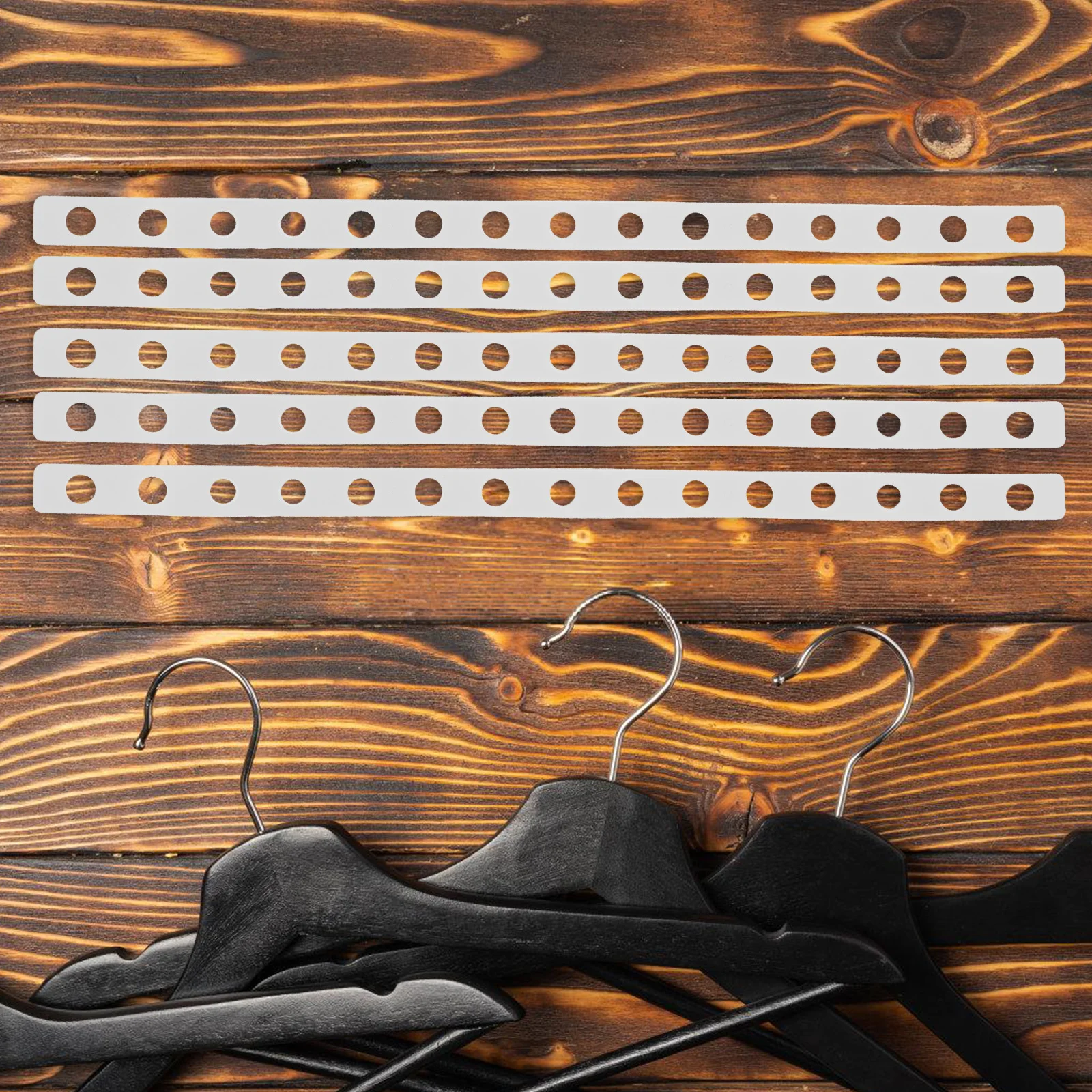 

12 Pcs Porous Plastic Clothes Hanger Straps Black Transparent Multi Hole Closet Organizer Garment Connector Display Strip