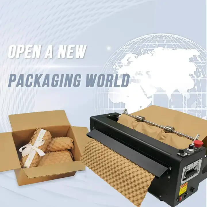 Global Brand External Cutter Custom Packaging Cushion Wrapping Eco-friendly Void Fill Kraft Pad Paper Bubble Wrap Machine