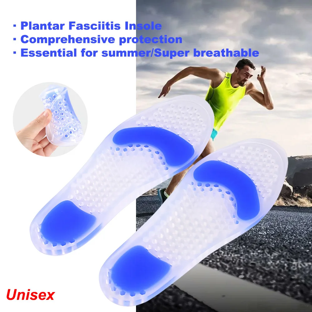 Breathable Silicone Shoe Insoles Shock Absorption Arch Support Heel & Foot Pain Relief Unisex Summer Soft Full Pad