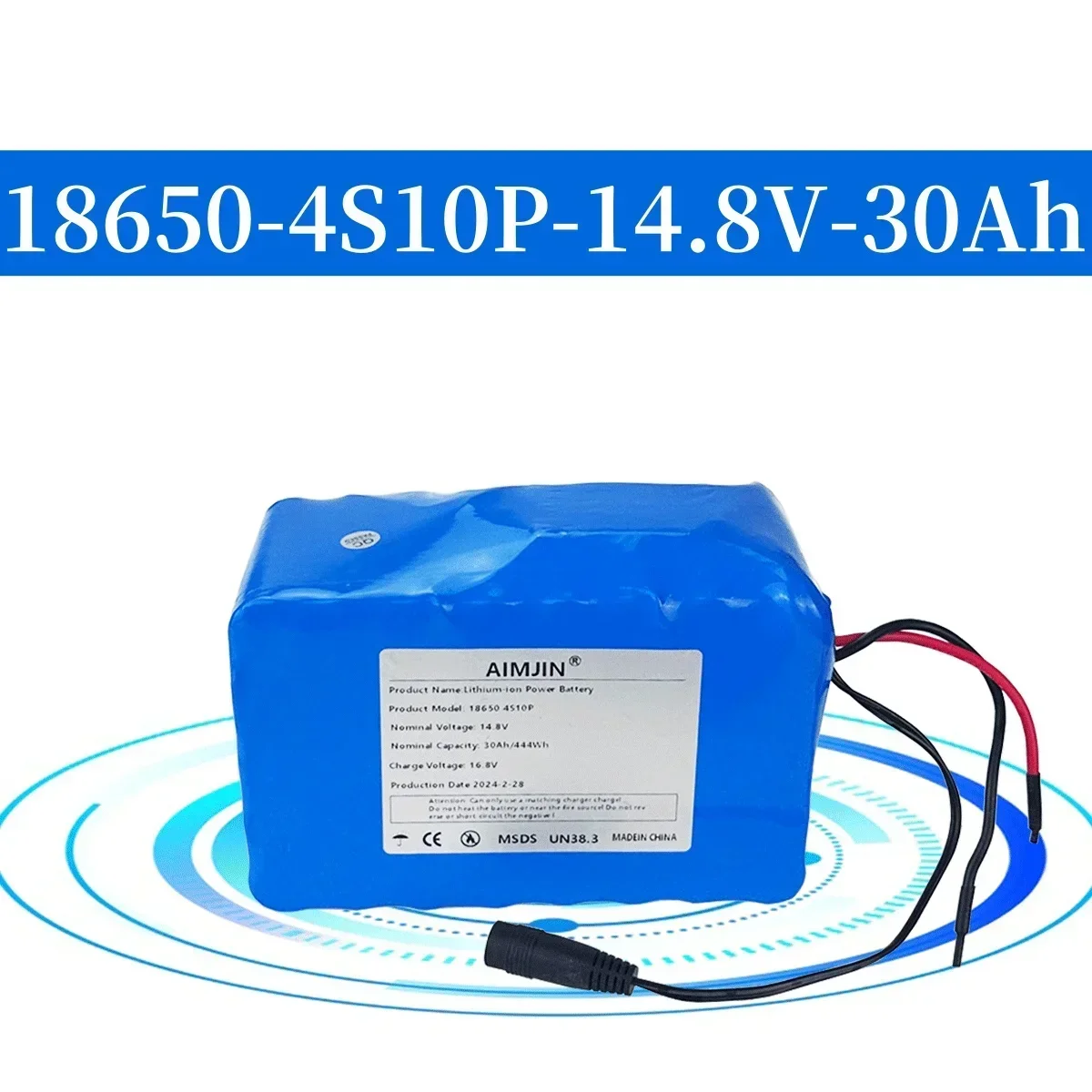 18650 4S10P 14.8V 30Ah 444Wh Lithium-ion Power Battery withBMS for Inverter Smart Robot High-power Equipment Etc+16.8V charger