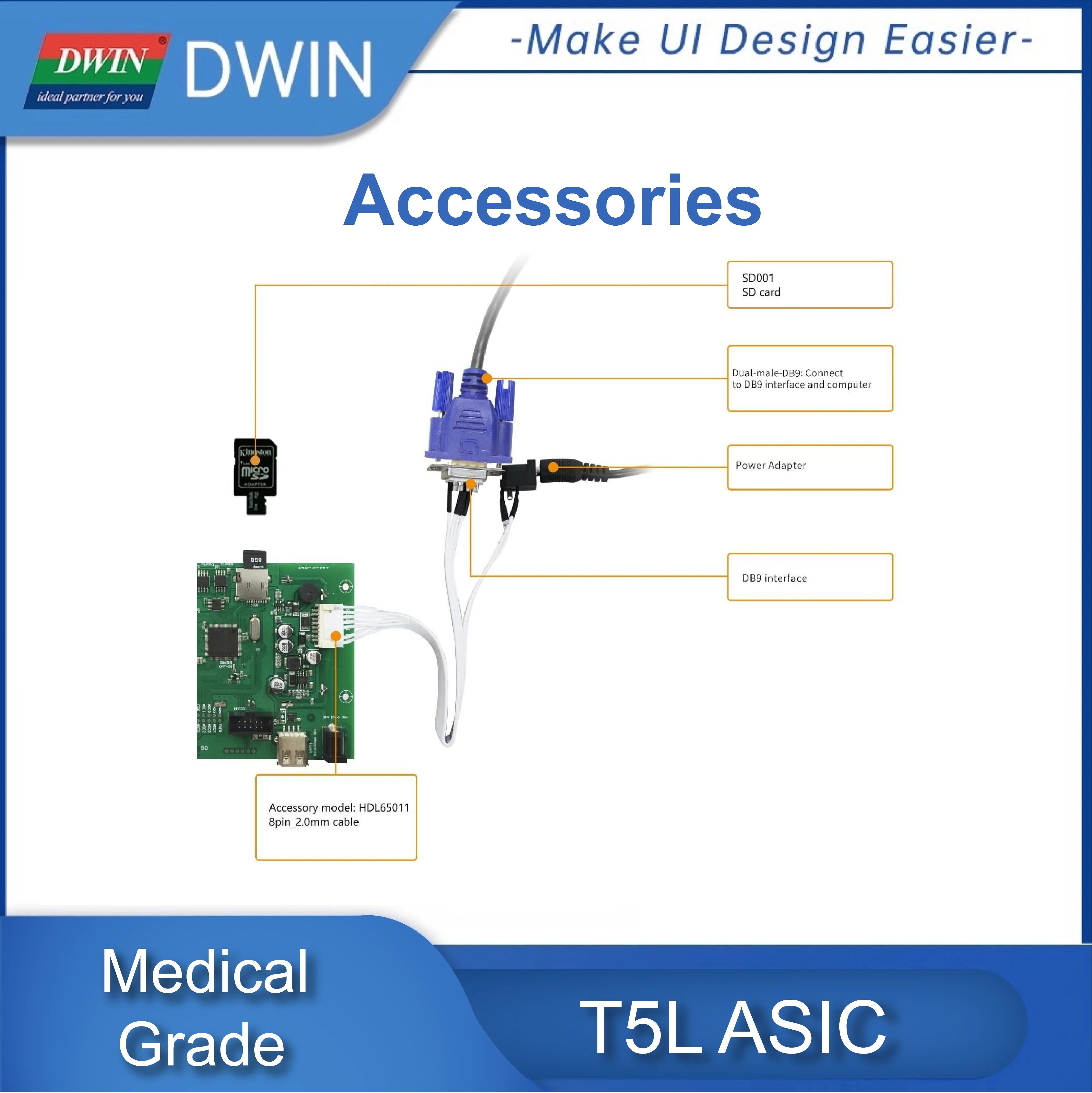 DWIN 의료 등급 16.7M 색상 IPS-TFT-LCD, RS232, RS485, UART LCD 모듈, 스마트 터치, HMI DMG85480K050_03W, 5.0 인치, 480x854 픽셀