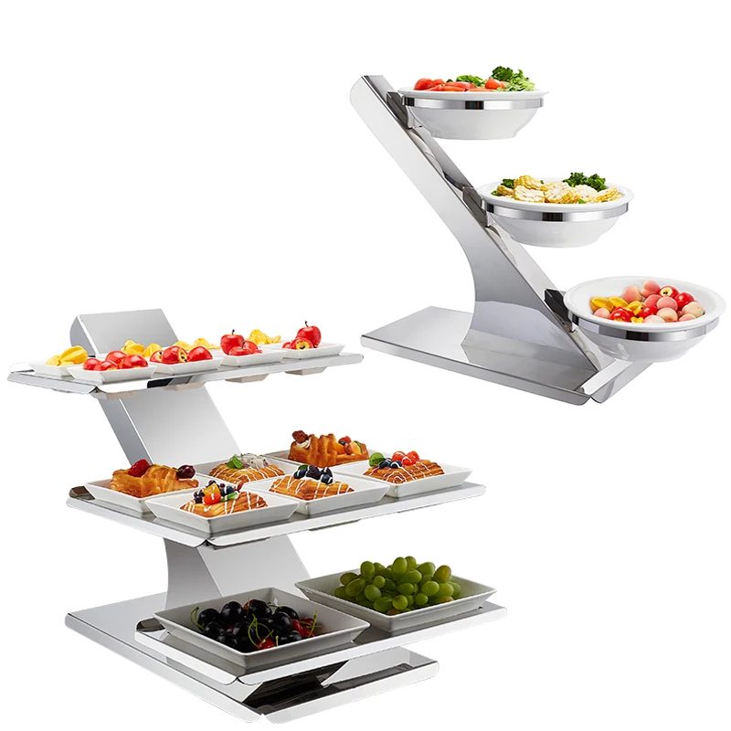 Stainless steel food stand dried fruit buffet display stand food tools stand for hotel & restaurant supplies