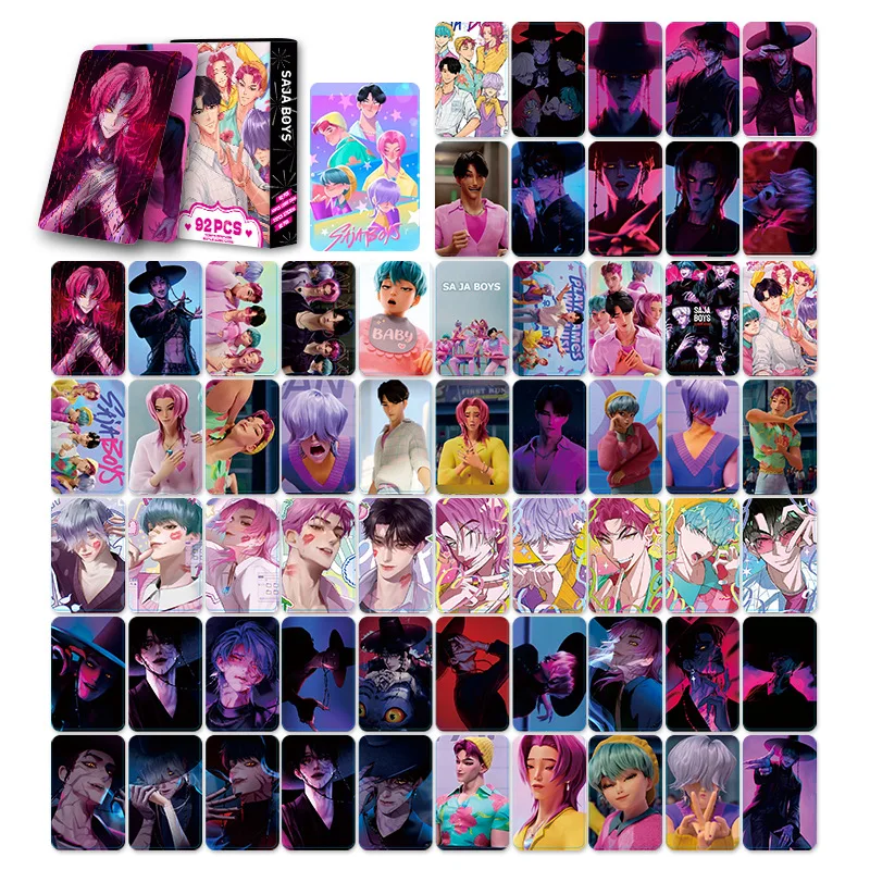 

92pcs Kpop Demon Hunter LOMO Cards Double-sided Small Saja Boys Photo Stickers Greeting Cards Stickers